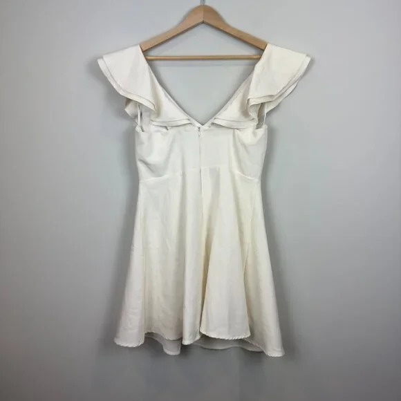 Lulus Divine Darling White Ruffled Skater Dress, Size L - Picture 5 of 10